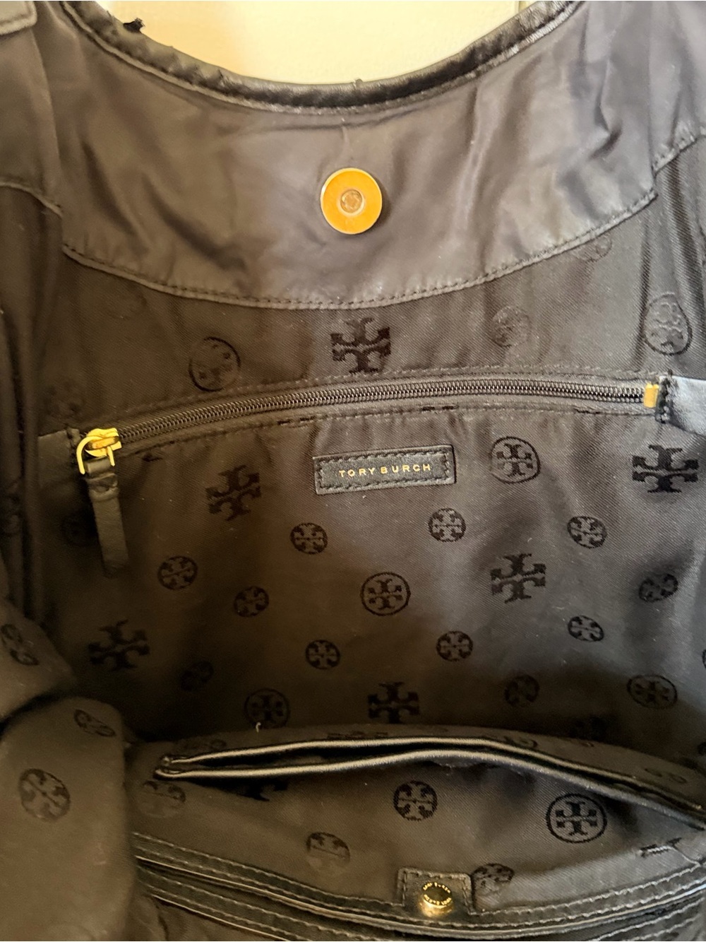 Tory Burch Black Nylon Logo Hobo Tote As-is - Picture 9 of 9
